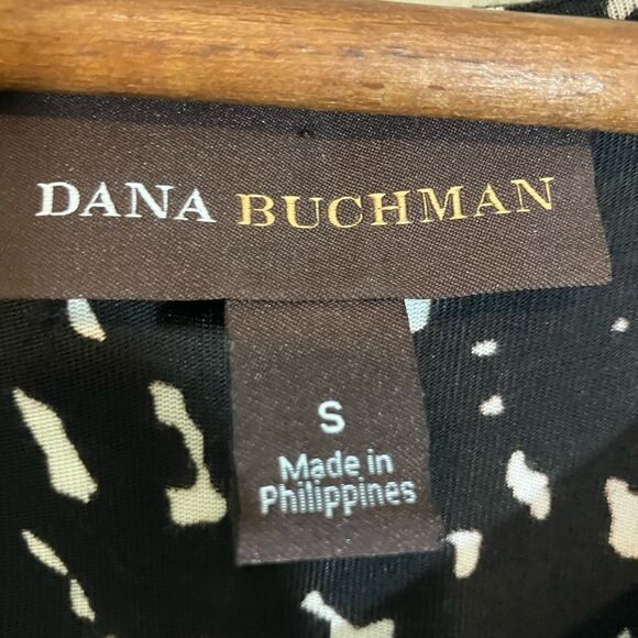 Dana Buchman midi dress, long sleeve, black/white pattern, size S, great shape - Picture 4 of 5